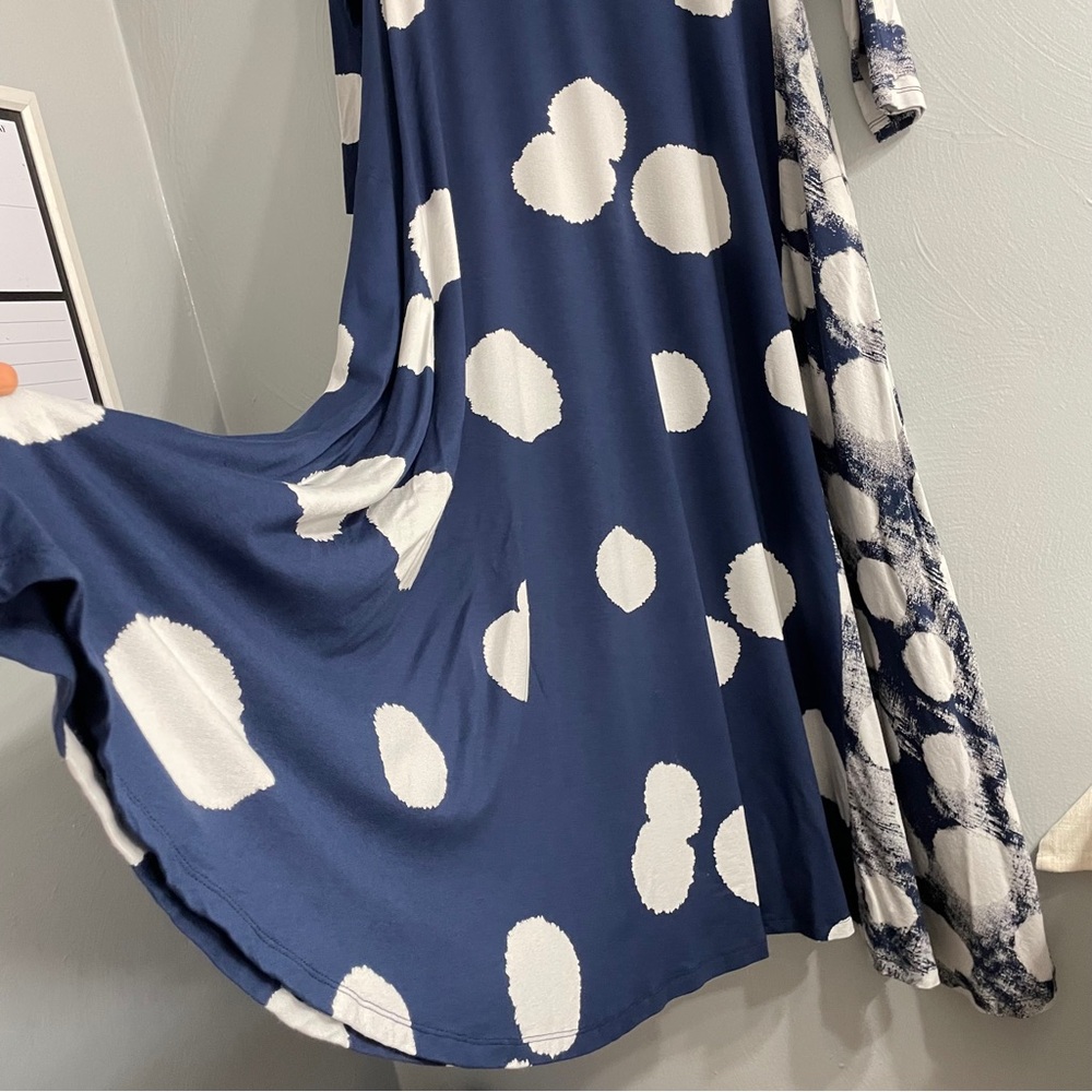 Alembika Spot Swing Navy and White Dress, Mixed dot V neck Line dress size 0 - Picture 5 of 13